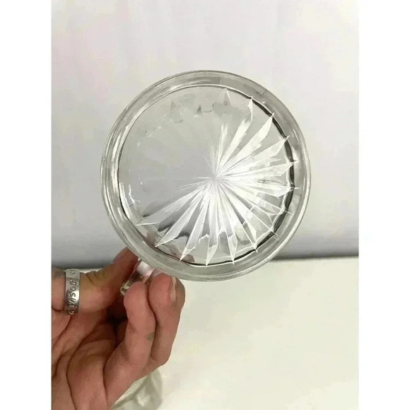 VTG 3 Pc Clear Glass Cup Small Pitcher Jar with Lid Avon Crystal - Picture 16 of 16